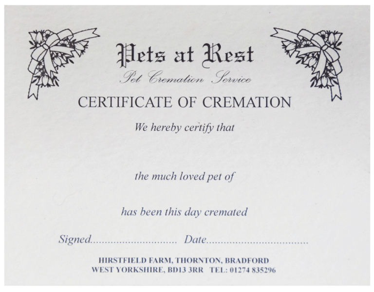 Certificate of Cremation
